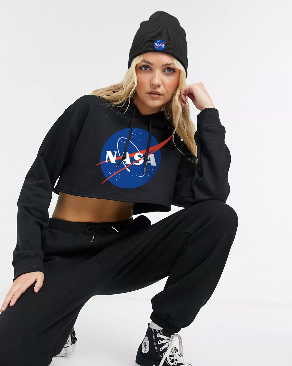 Cropped nasa online hoodie