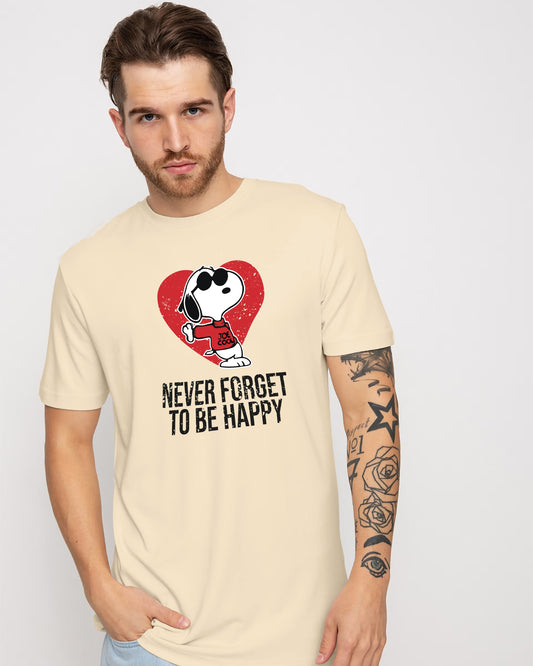 CAMISETA CREMA NEVER FORGET TO BE HAPPY SNOOPY