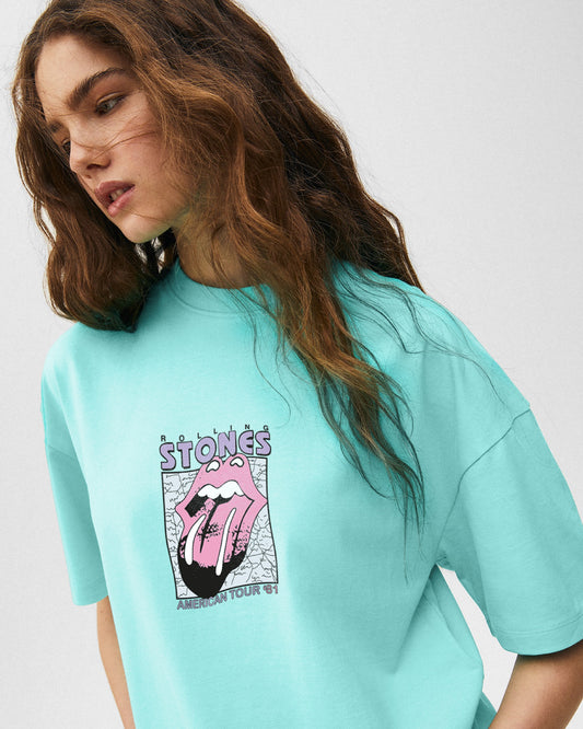 CAMISETA CELESTE ROLLING STONES