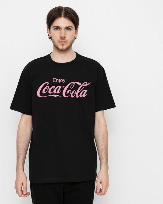 CAMISETA NEGRA COCA-COLA ESTAMPADO ROSADO