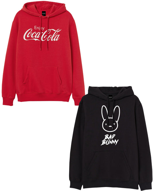 CONJUNTO NEW YORK (HOODIE ROJO COCA COLA + HOODIE BAD BUNNY )